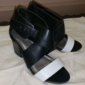Lane Bryant black & white block heels size 8W.